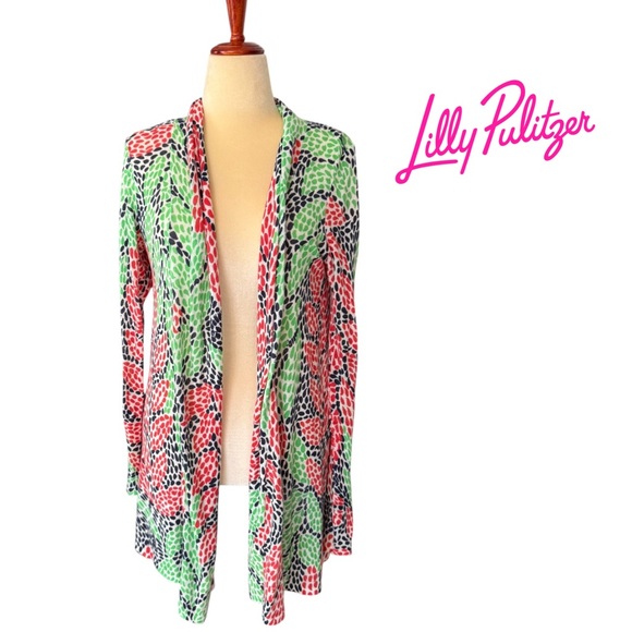 Lilly Pulitzer Multicolor Connell Cardigan Sweater 100% Cotton Lightweight Sz L - Picture 1 of 15
